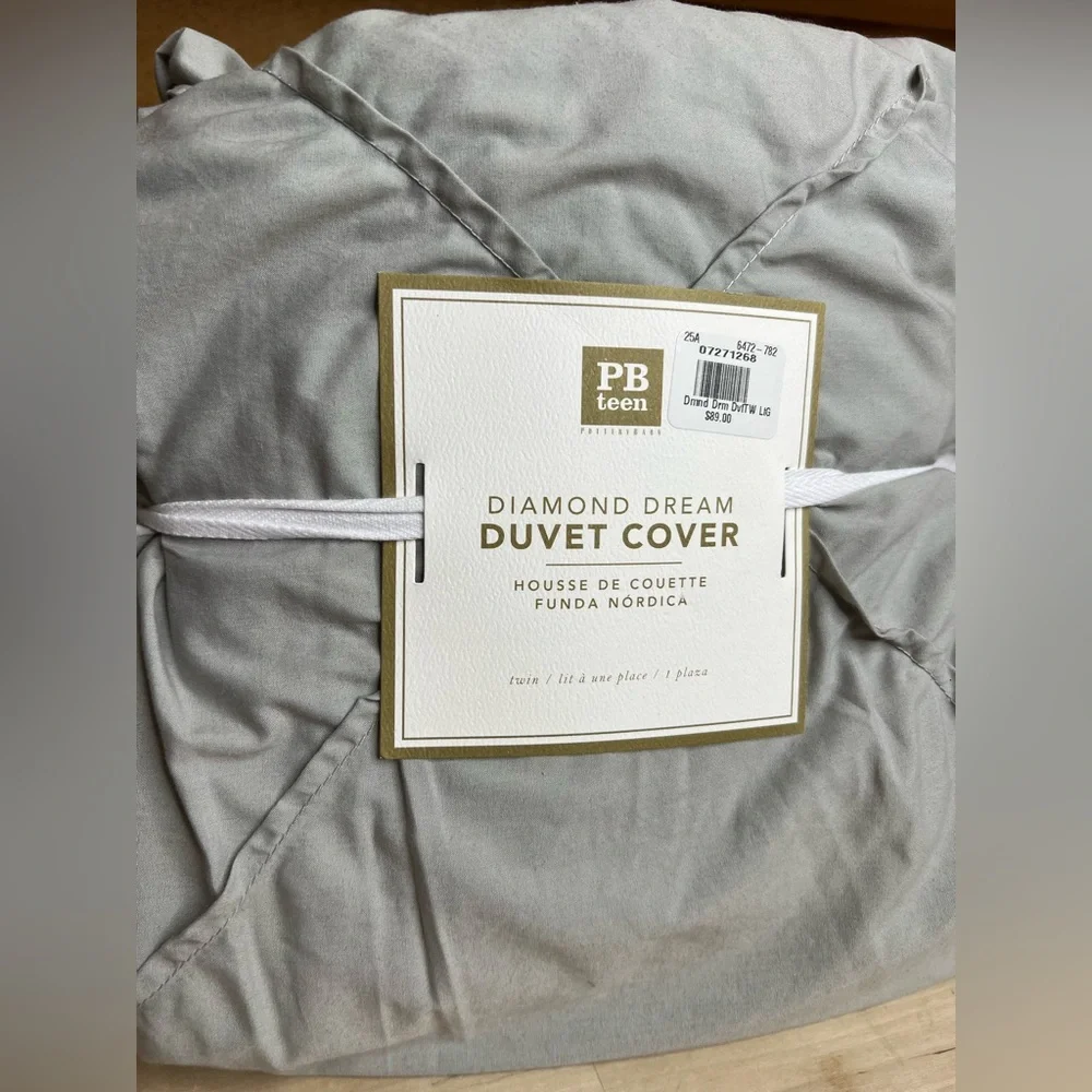 Pottery Barn Teen Diamond Dream Duvet Cover TWIN NWT Gray